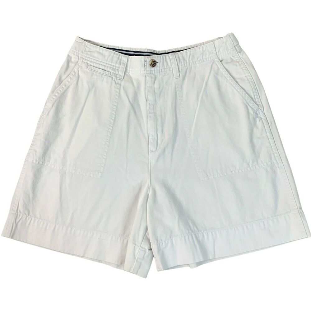 Basic Editions Women's White Shorts Size 10 Chino Cotton Buttons High Rise